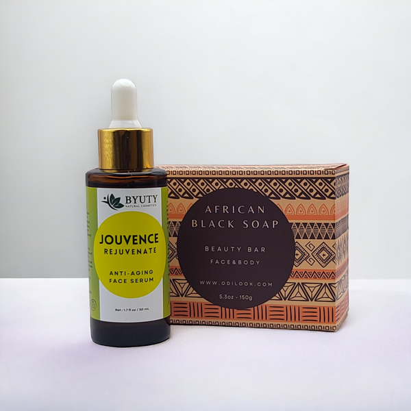 Jouvence Rejuvenate Anti-Aging  Face Serum + African Black Soap Bundle