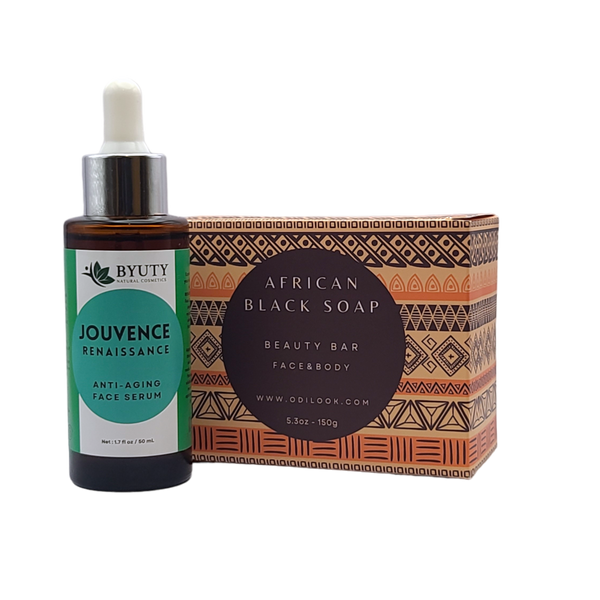 Jouvence Renaissance Anti-Aging  Face Serum + African Black Soap Bundle - Odilook