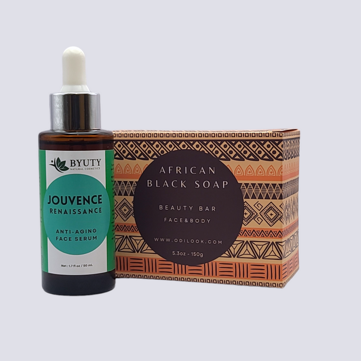 Jouvence Renaissance Anti-Aging  Face Serum + African Black Soap Bundle - Odilook